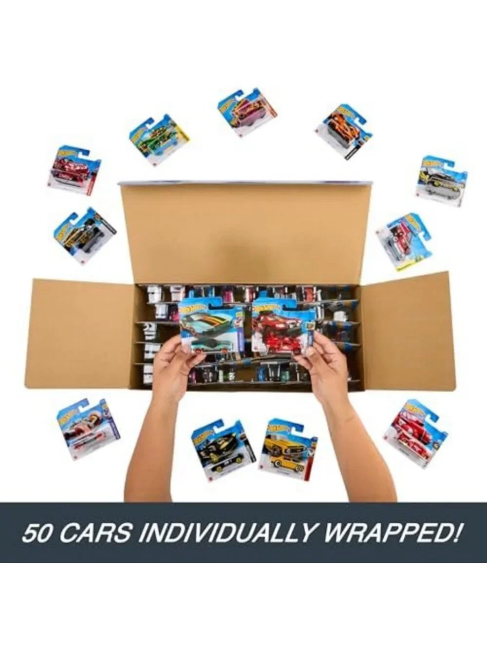 50-Pack of 1:64 Scale Hot Wheels Cars & Trucks, Individually Packaged Toys